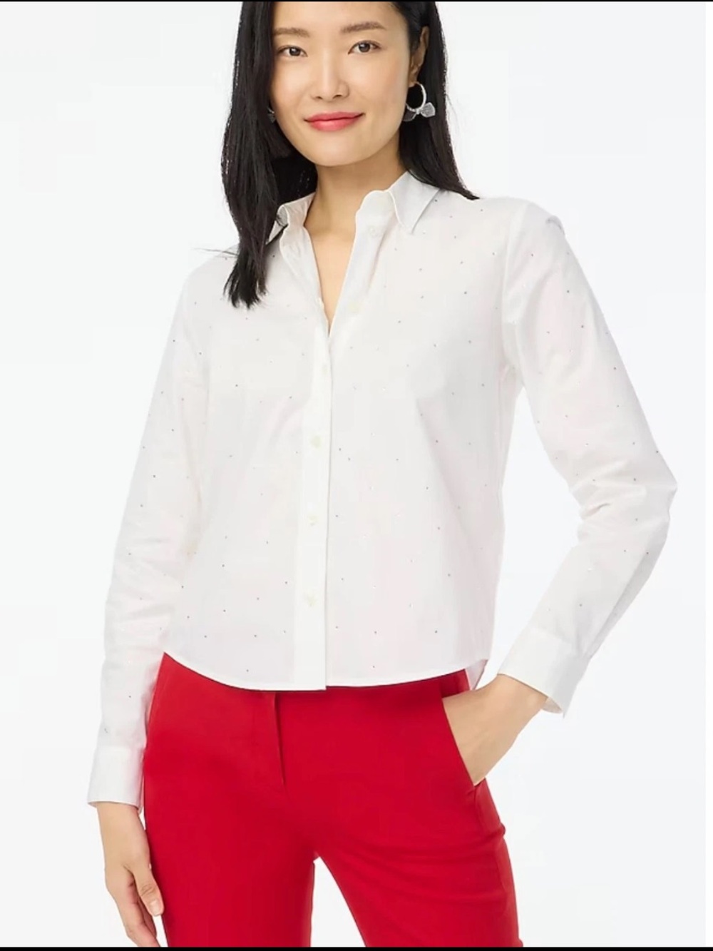 J. Crew Factory Rhinestone Jewel Embellished Modern Button Up Small NWT  (#554)